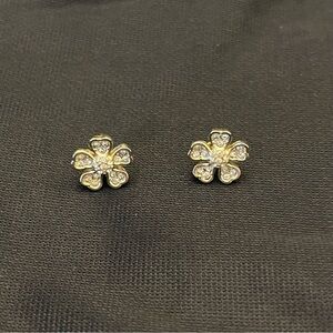 Gold and Silver Flower Stud Earrings